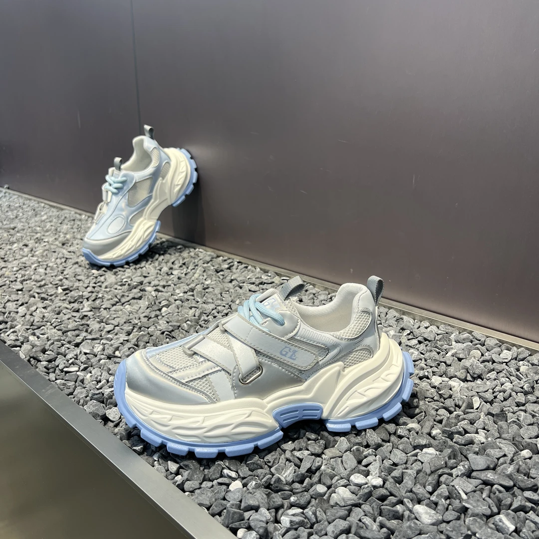 2025夏季单网时尚休闲潮流魔术贴透气厚底软底舒适老爹鞋