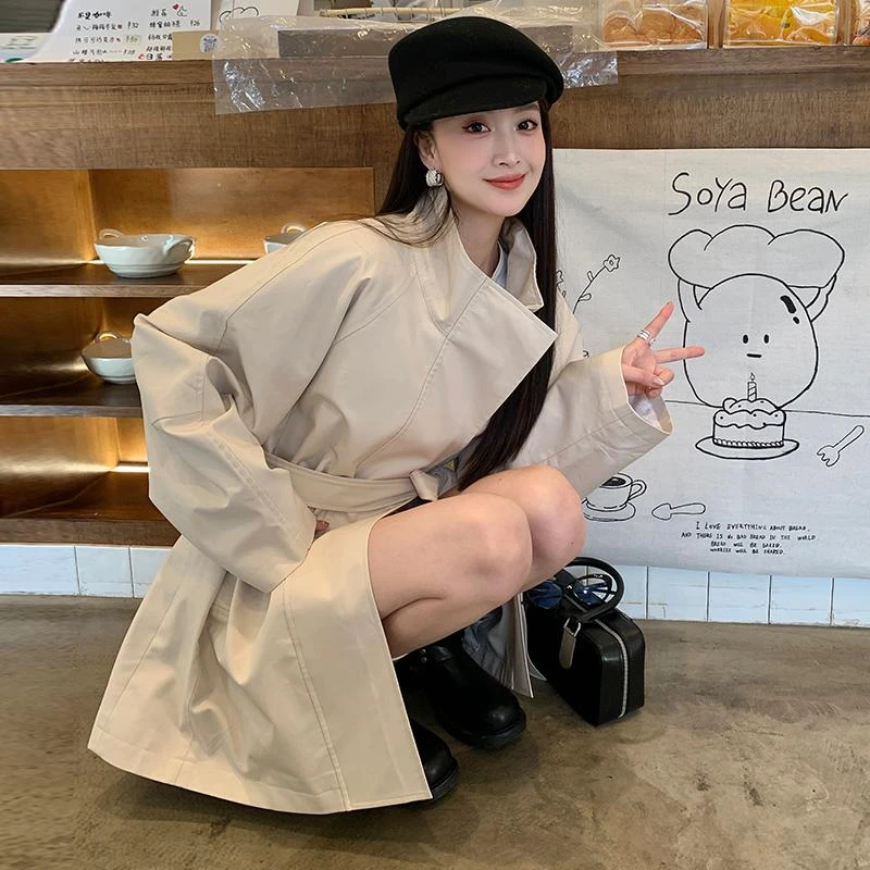 立领短款风衣外套女小个子2025早春新款英伦风高级感春秋气质大衣