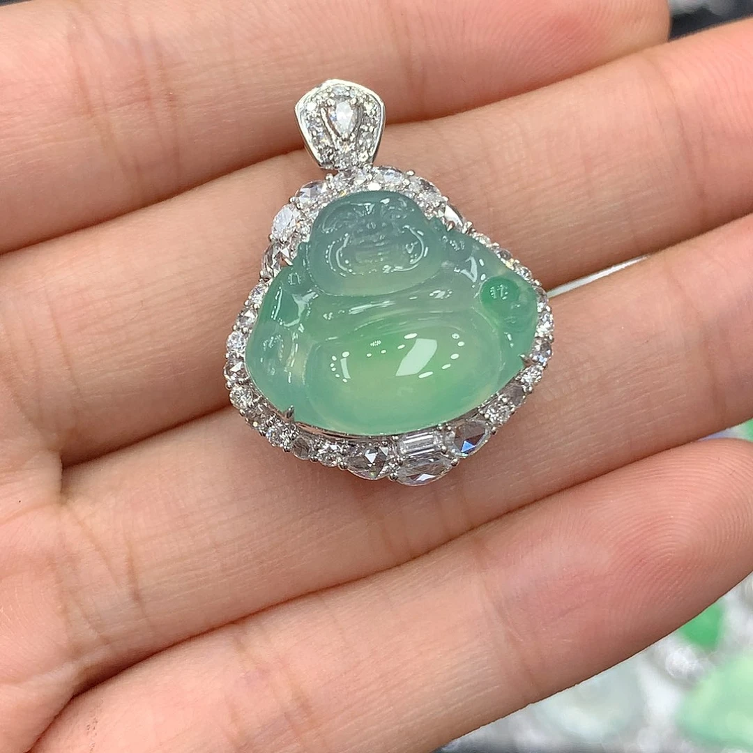 【闪购商品】翡翠吊坠(不含链)18K金镶嵌佛公