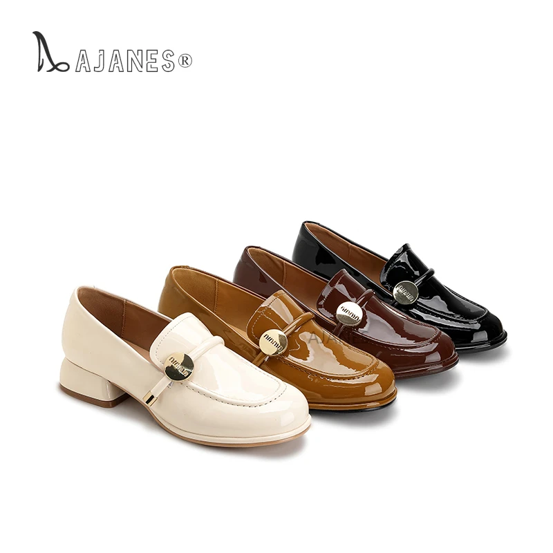 复古风粗跟圆头气质乐福鞋 1510