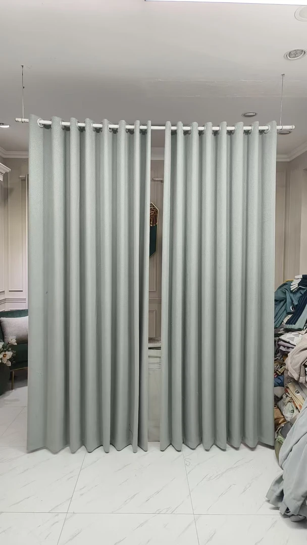 成品遮光加厚窗帘雪尼尔闪电文灰色（中间对开）