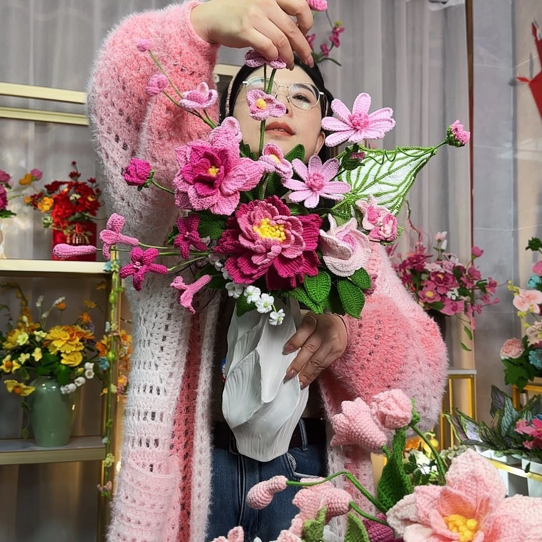 纯手工钩织手工钩织设计花束