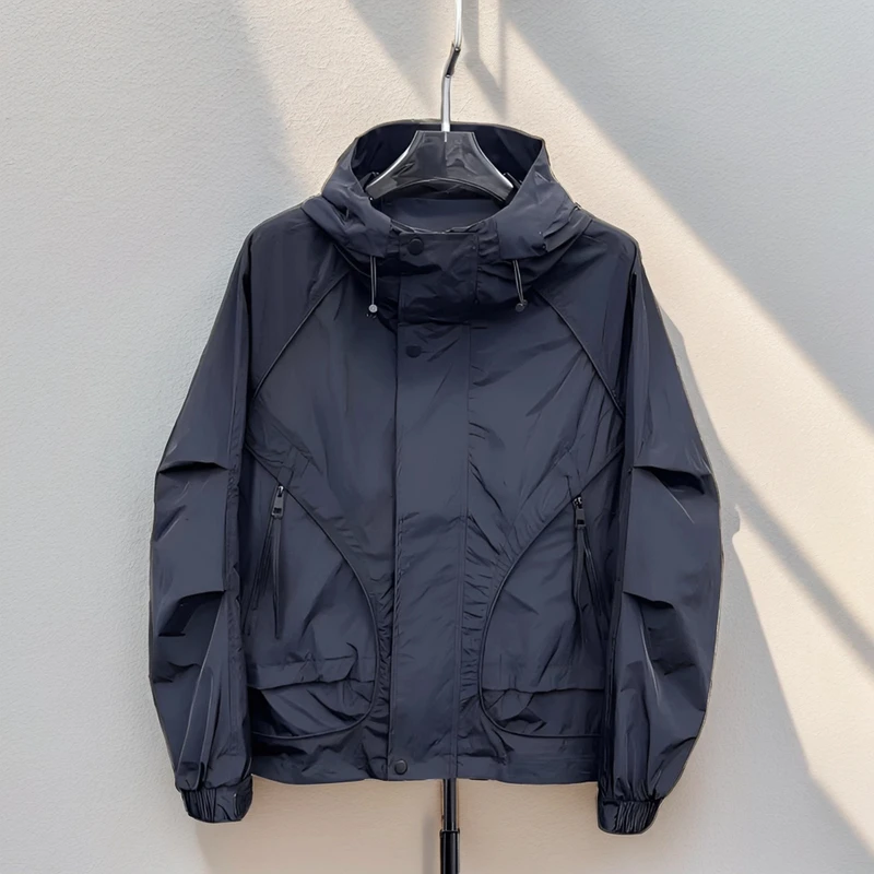 正品春秋外套男百搭冲锋衣潮流连帽工装夹克防风休闲户外百搭男款