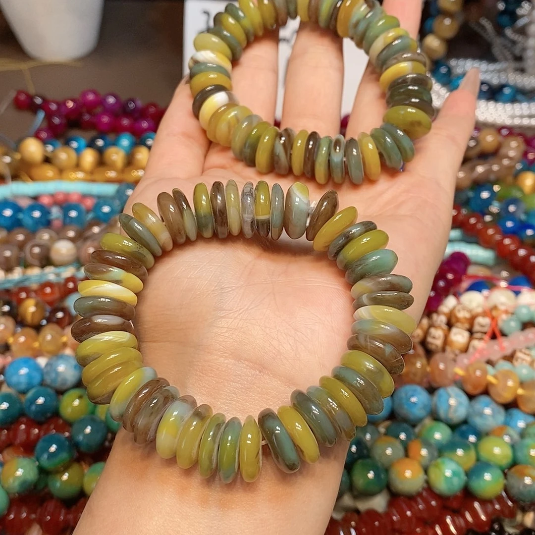 玛瑙/玉髓散珠天然玛瑙隔片14mm一条