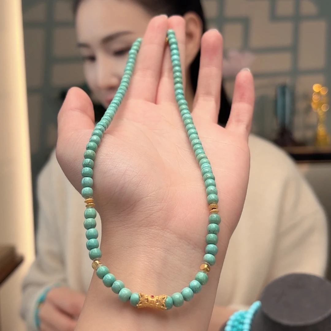 绿松石18K金镶嵌颈饰