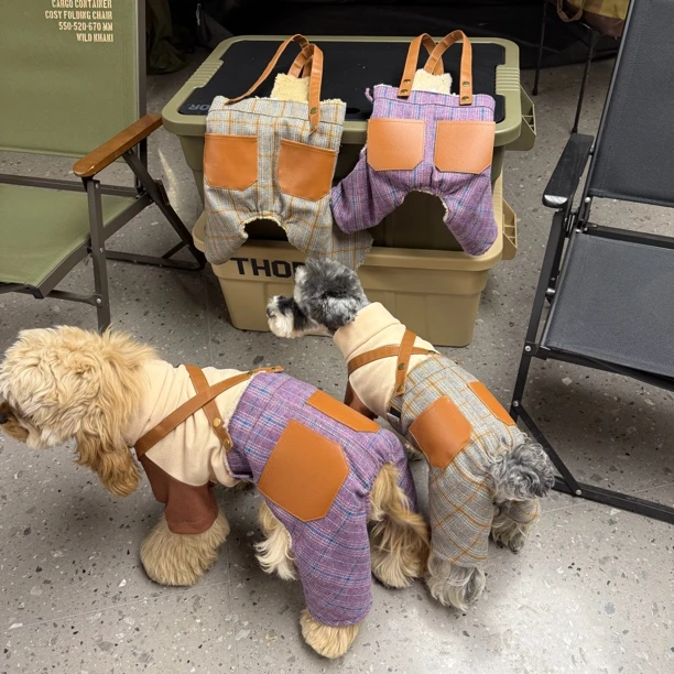 狗狗裤子冬季保暖雪纳瑞比熊泰迪柴犬西高地加绒吊带裤子【四】