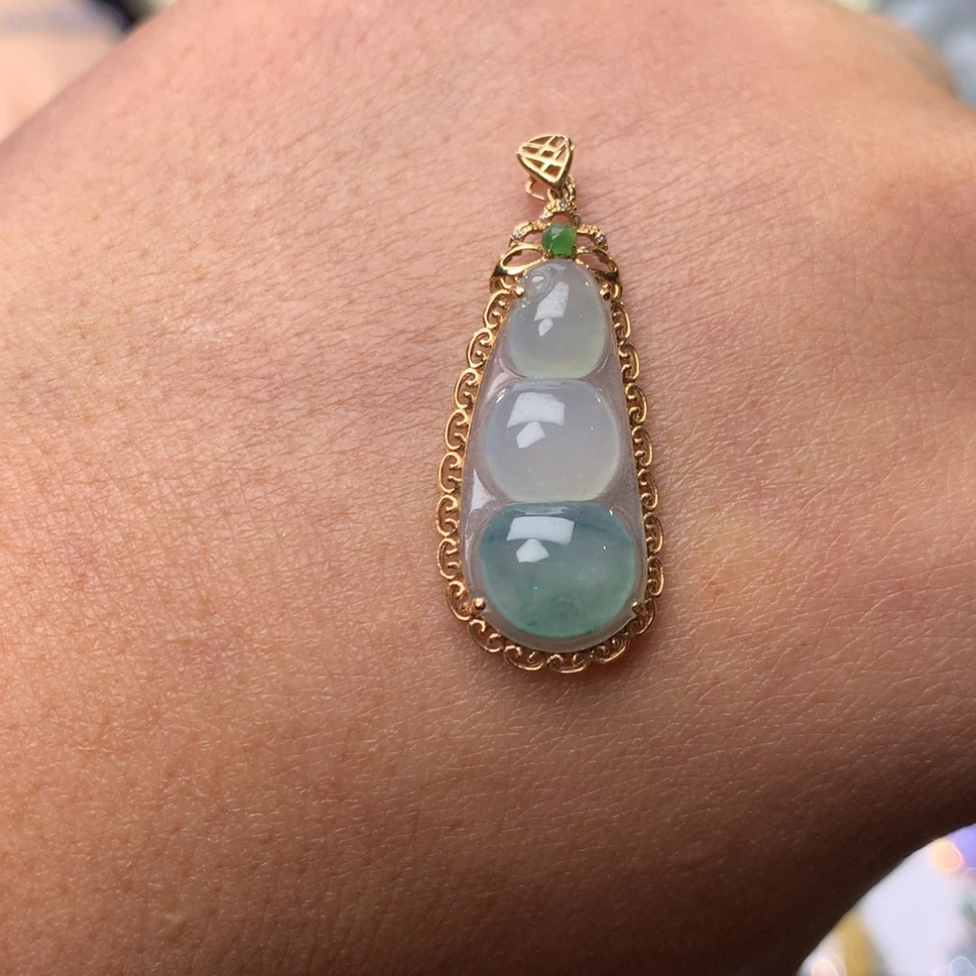 翡翠18K金镶嵌吊坠(不含链)