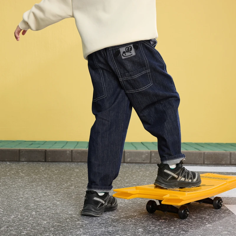 MQD童装儿童25春新款学院风休闲百搭长裤中大童牛仔裤9651W1414