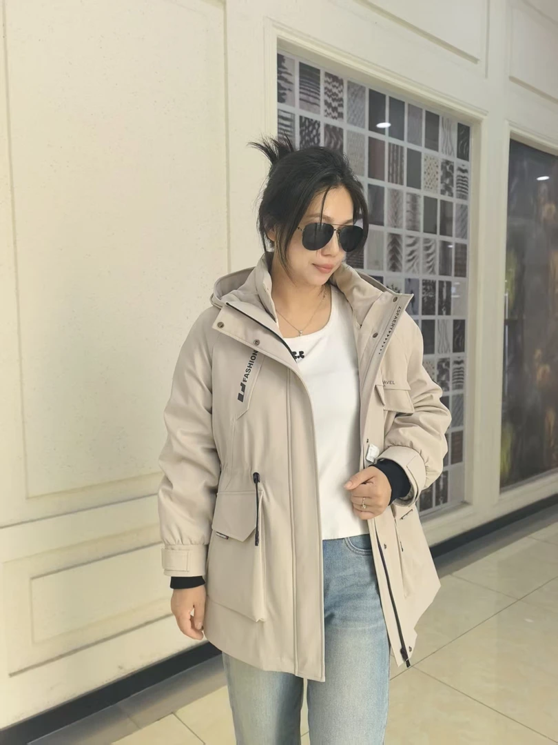 2463女款帽版毛领獭兔毛内胆派克服时尚时尚百搭中长款显瘦