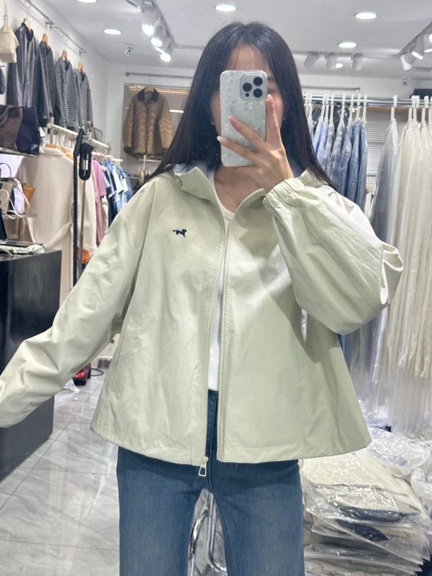 短款连帽女刺绣落肩袖春季短外套立领宽松上衣透气夏季百搭