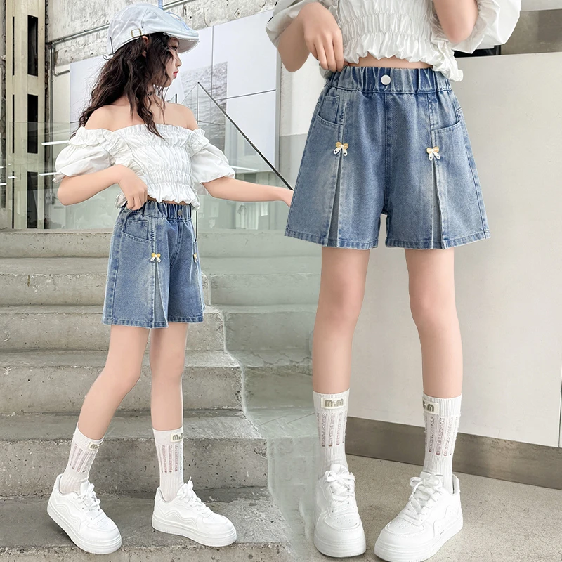 女童牛仔裤夏季薄款儿童裤子夏款短裤外穿洋气夏天中大童女孩夏装