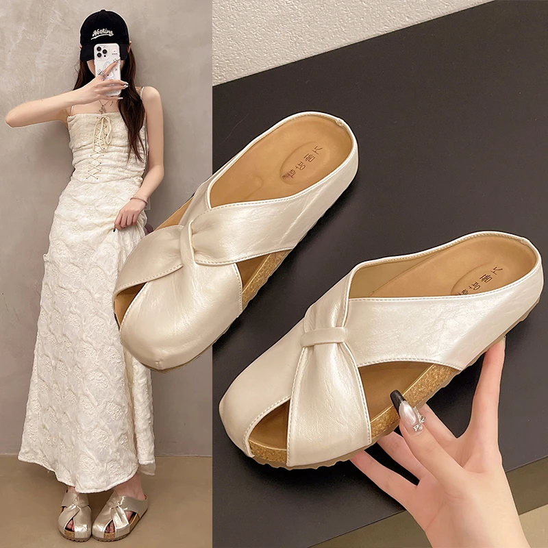 【品牌】法式包头拖鞋女夏季外穿平底休闲罗马气质凉半拖鞋020