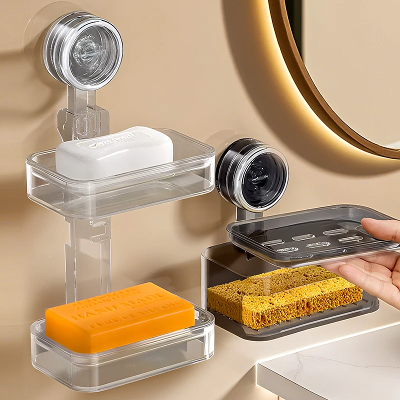 优勤家用浴室沥水洗漱台收纳吸盘肥皂盒壁挂式免打孔香皂盒置物架