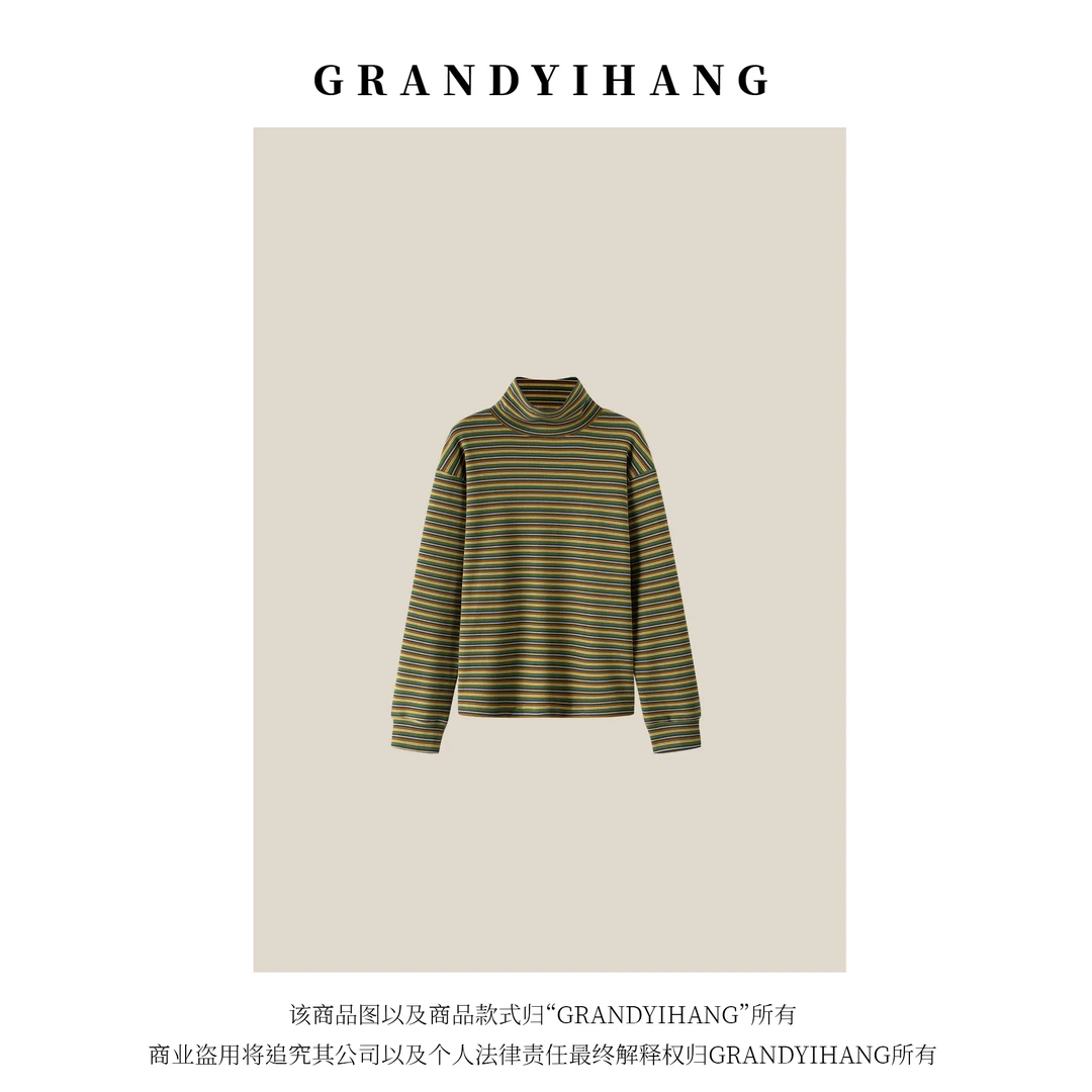 【艳姐推荐】秋冬新款休闲百搭条纹长袖打底衫上衣25890