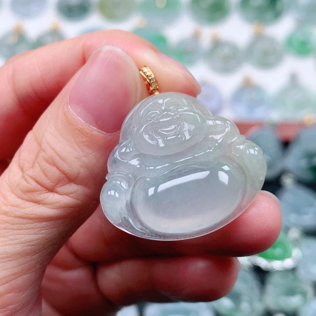 翡翠吊坠(不含链)18K金镶嵌