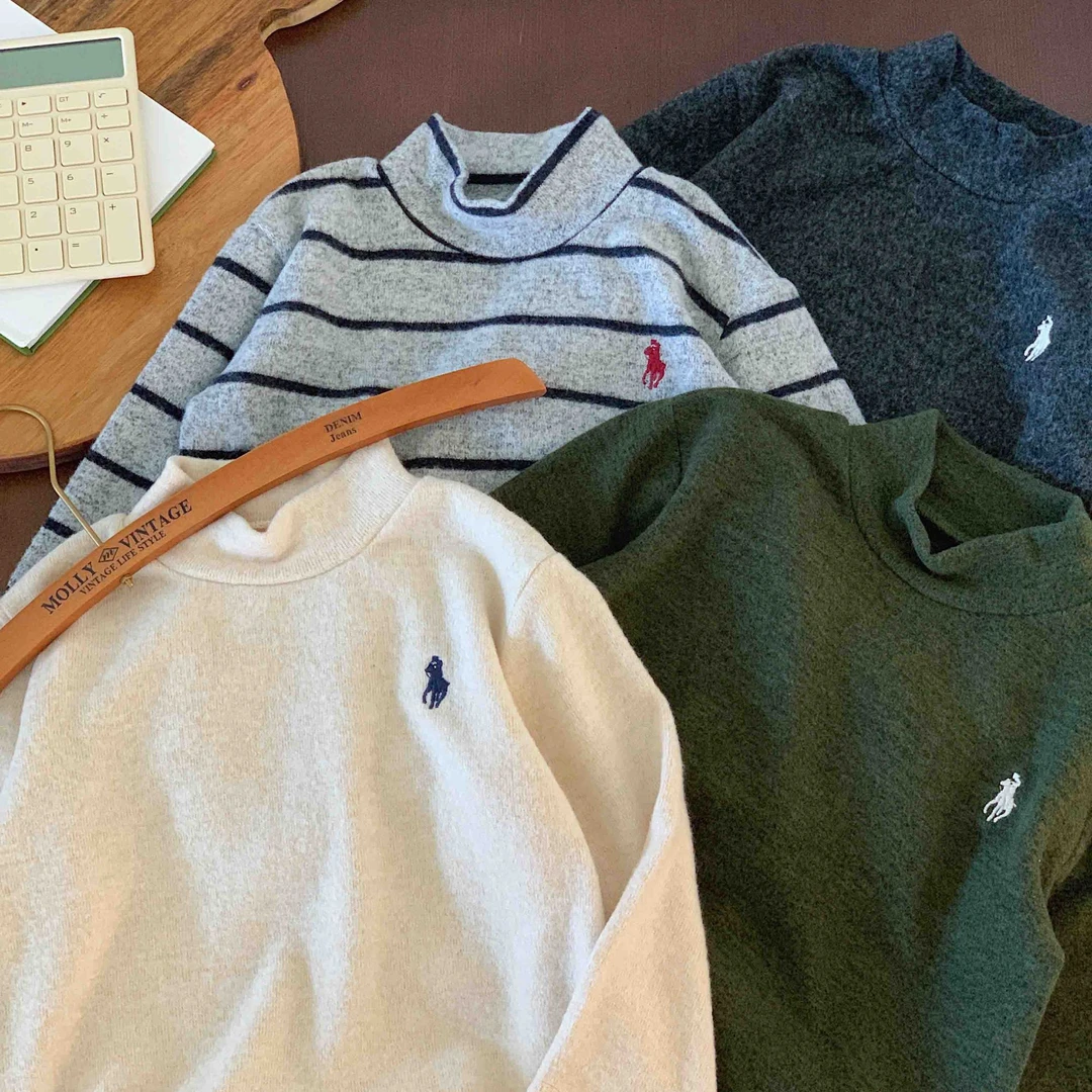 冬季儿童德绒磨毛打底衫男童半高领内搭打底条纹T女童长袖打底衣