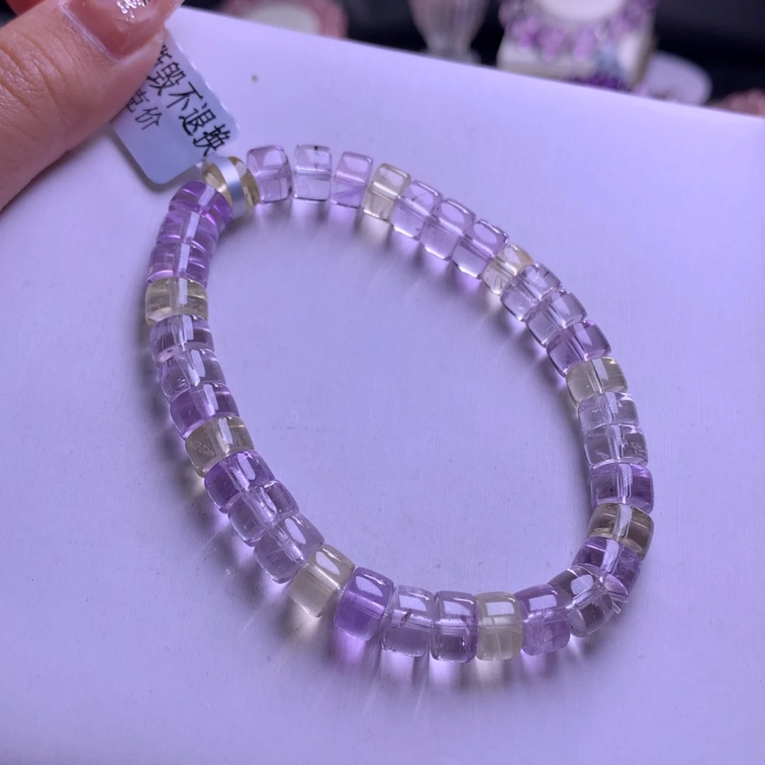 水晶手链未镶嵌紫黄直切8mm