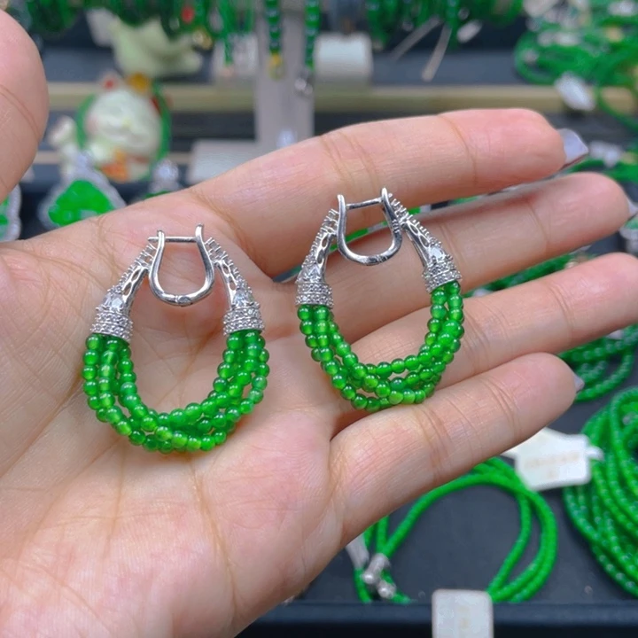 翡翠未镶嵌耳饰猪猪同款耳环