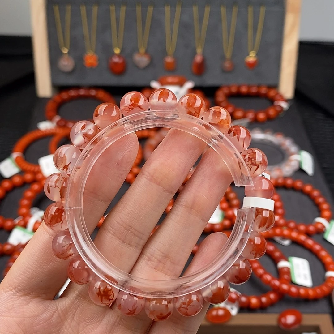 南红玛瑙未镶嵌四川凉山冰飘手串8.7mm