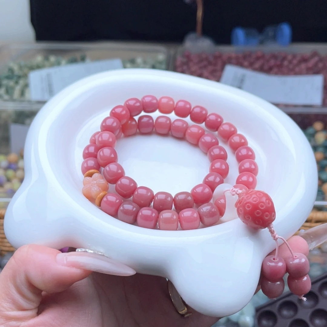 白玉菩提吊坠q10mm120颗。蜜桃乌龙