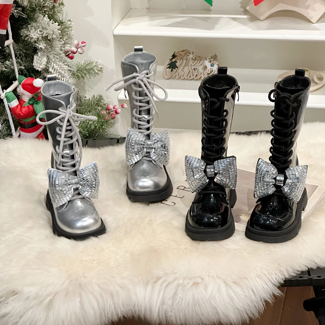 【闪闪冬日】2024冬季新款过年高靴女童加绒长筒靴骑士靴时尚百搭