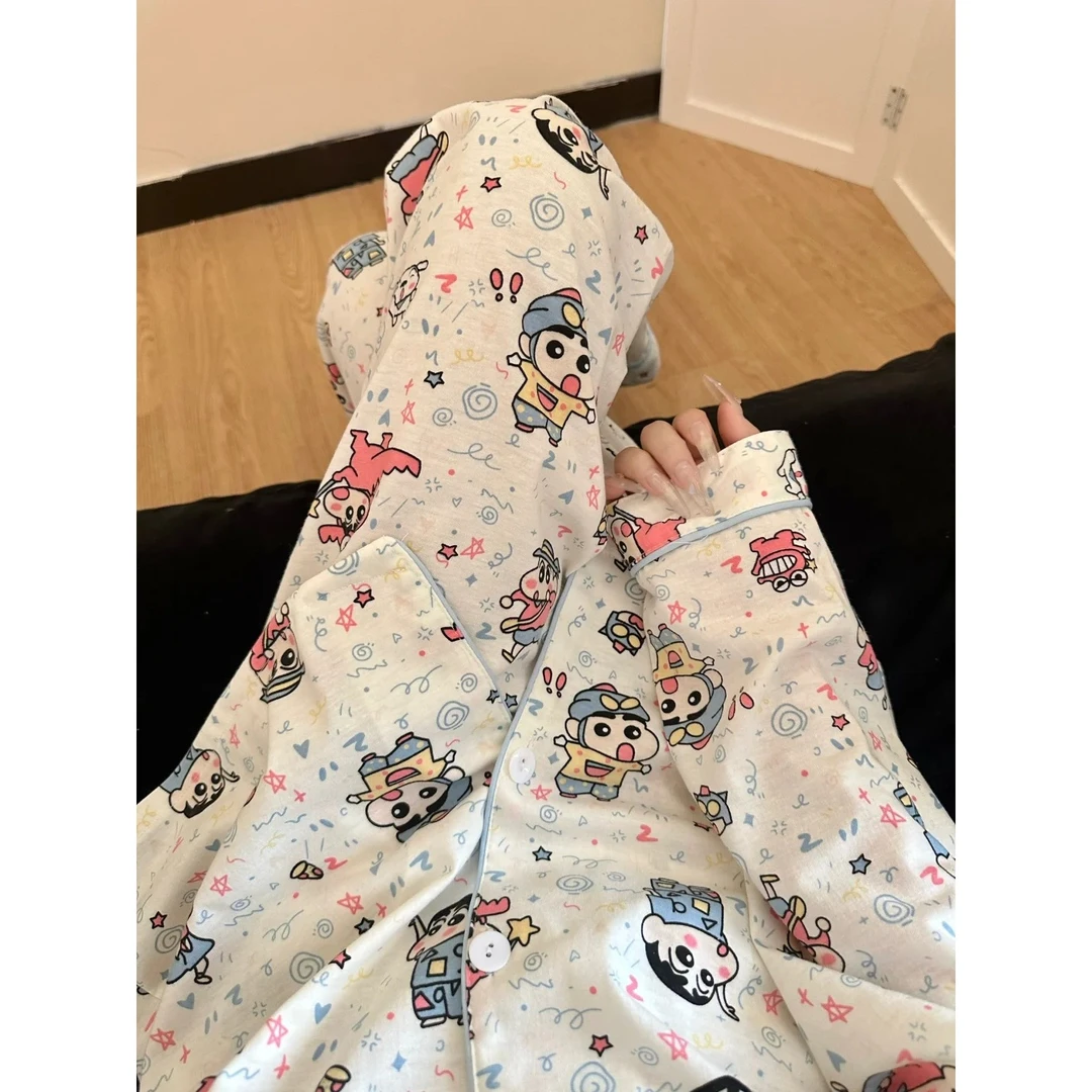 【蜡笔小新睡衣】开衫长袖睡衣女春夏季新款长裤可外穿套装家居服