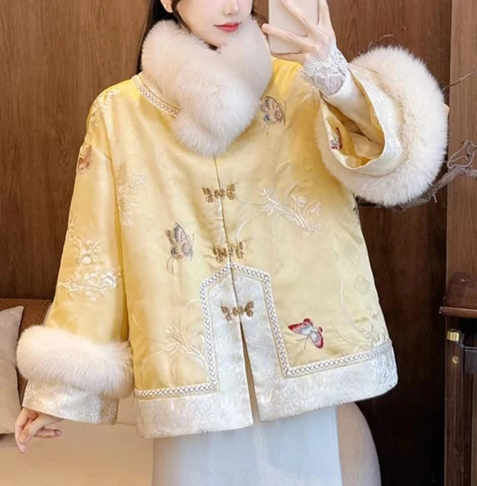 【金玉枝】新中式刺绣提花盘扣新款设计感外套2024D1116—四月