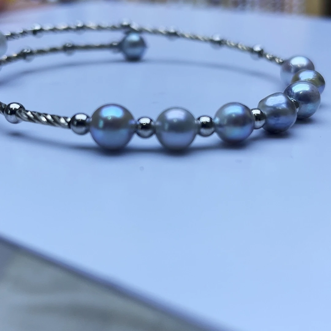 手绳银S925镶嵌海水珍珠