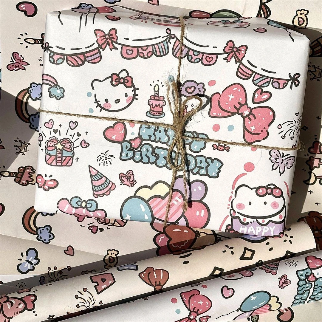 凯蒂猫生日快乐ins风日常礼物包装纸原创设计打包纸高颜值包装纸