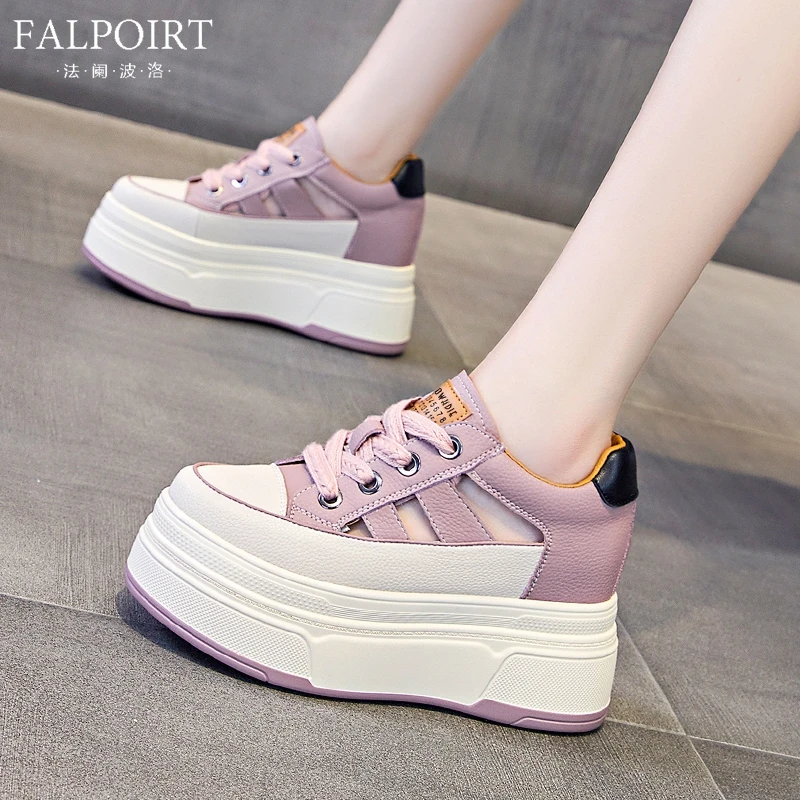 FALPOIRT时尚韩版包头凉鞋女夏季厚底增高小白鞋百搭休闲镂空板鞋
