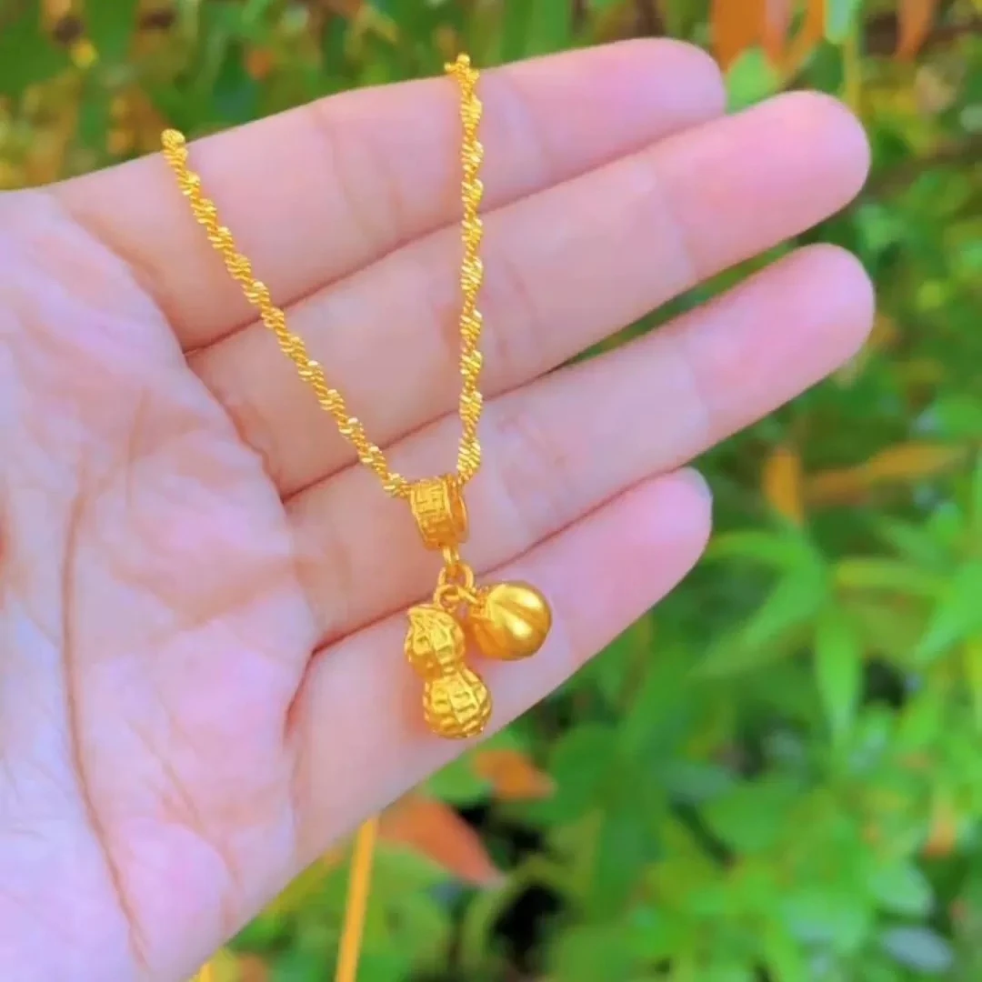 铜合金项链 （实心高版本）好柿花生款吊坠项链  经典女士百搭时尚