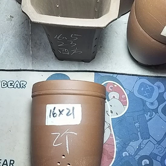 三线两个花盆紫砂