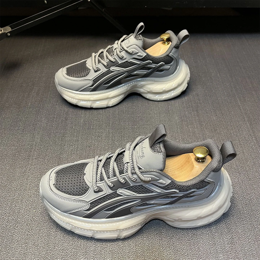 男鞋2025秋季老爹鞋男士百搭软底网面厚底网红时尚潮流跑步潮鞋男