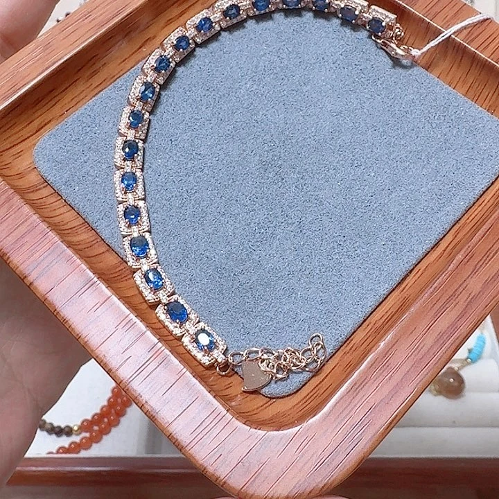 蓝宝石手链银S925镶嵌手链