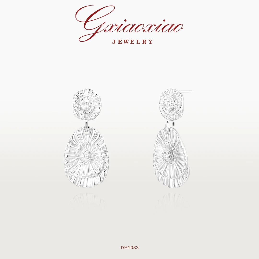 G XIAOXIAO 镀K金【旋花幻露】时尚气质小众百搭螺纹感耳环 DH1083