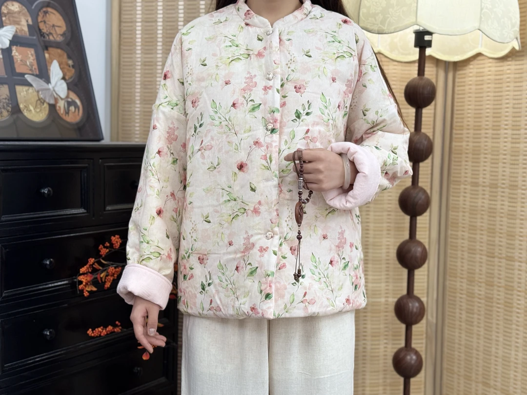 2025款新中式秋冬长袖国风棉服丝绵