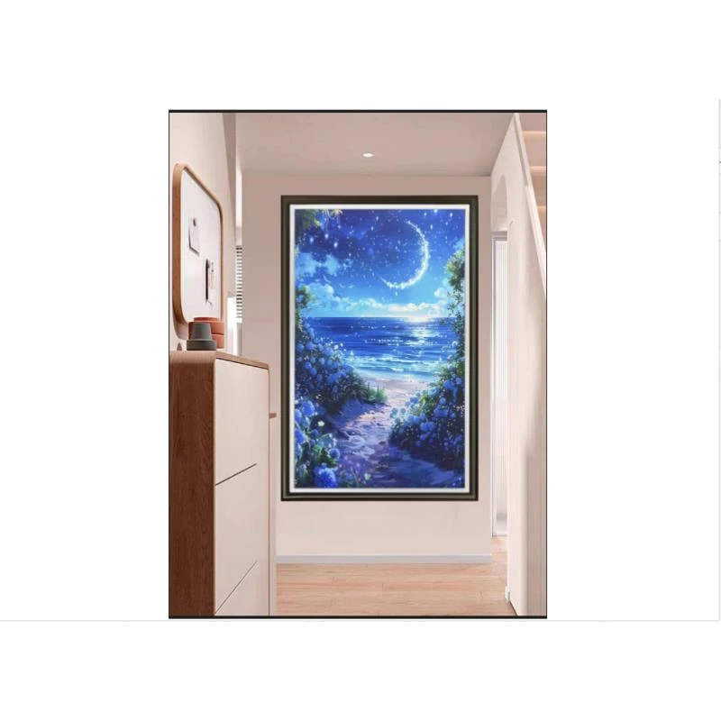 [喜宅家艺]X14海上生明月装饰画餐厅客厅玄关楼梯尽头挂画壁画