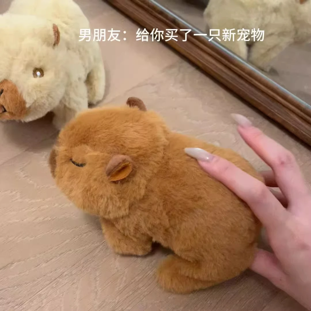 电动卡皮巴拉玩偶会走会叫会点头水豚毛绒公仔电子宠物创意玩具