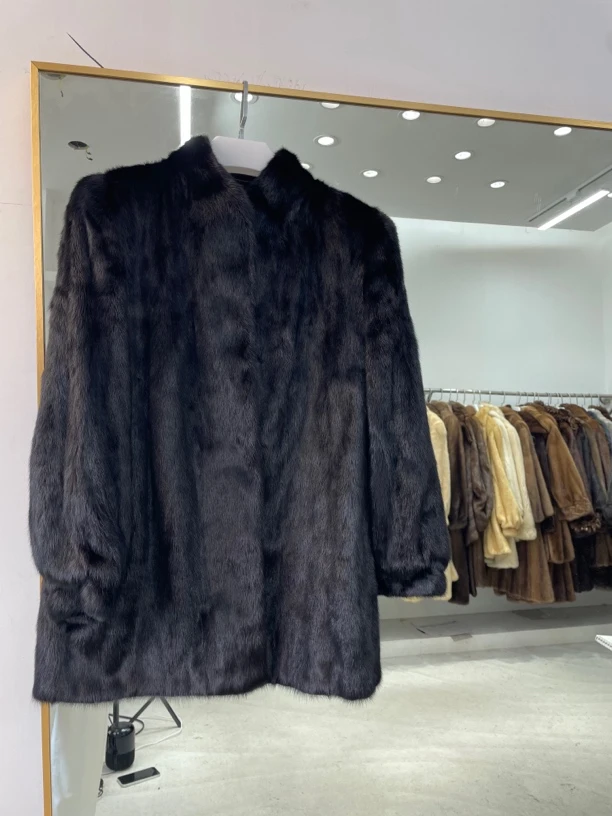 【AL22】黑色中长款立领（胸围104-108衣长80）经典百搭款外套皮草
