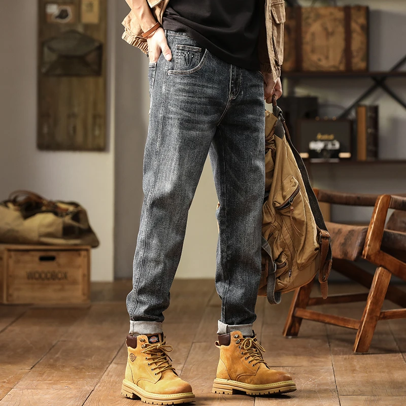 赤单K9305微修身直筒高端水洗牛仔裤男休闲宽松长裤春秋男士裤子