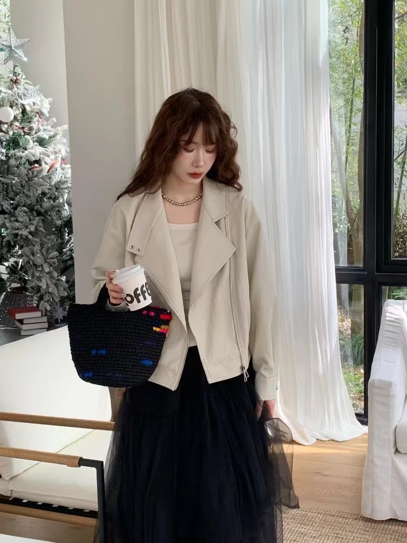 2025春装新款皮衣外套设计感炸街复古夹克上衣