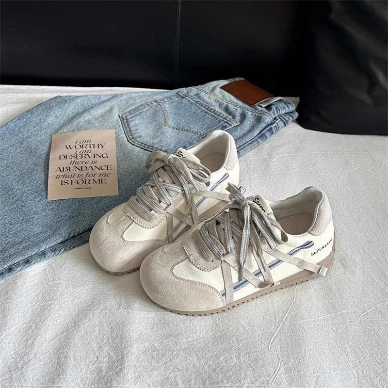 内增高复古厚底阿甘德训鞋女2025年夏新款透气系带轻便休闲运动鞋