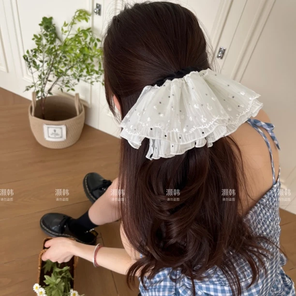 正反可用！新款两面用半圆形小清新波点裙摆发圈甜妹三层发圈