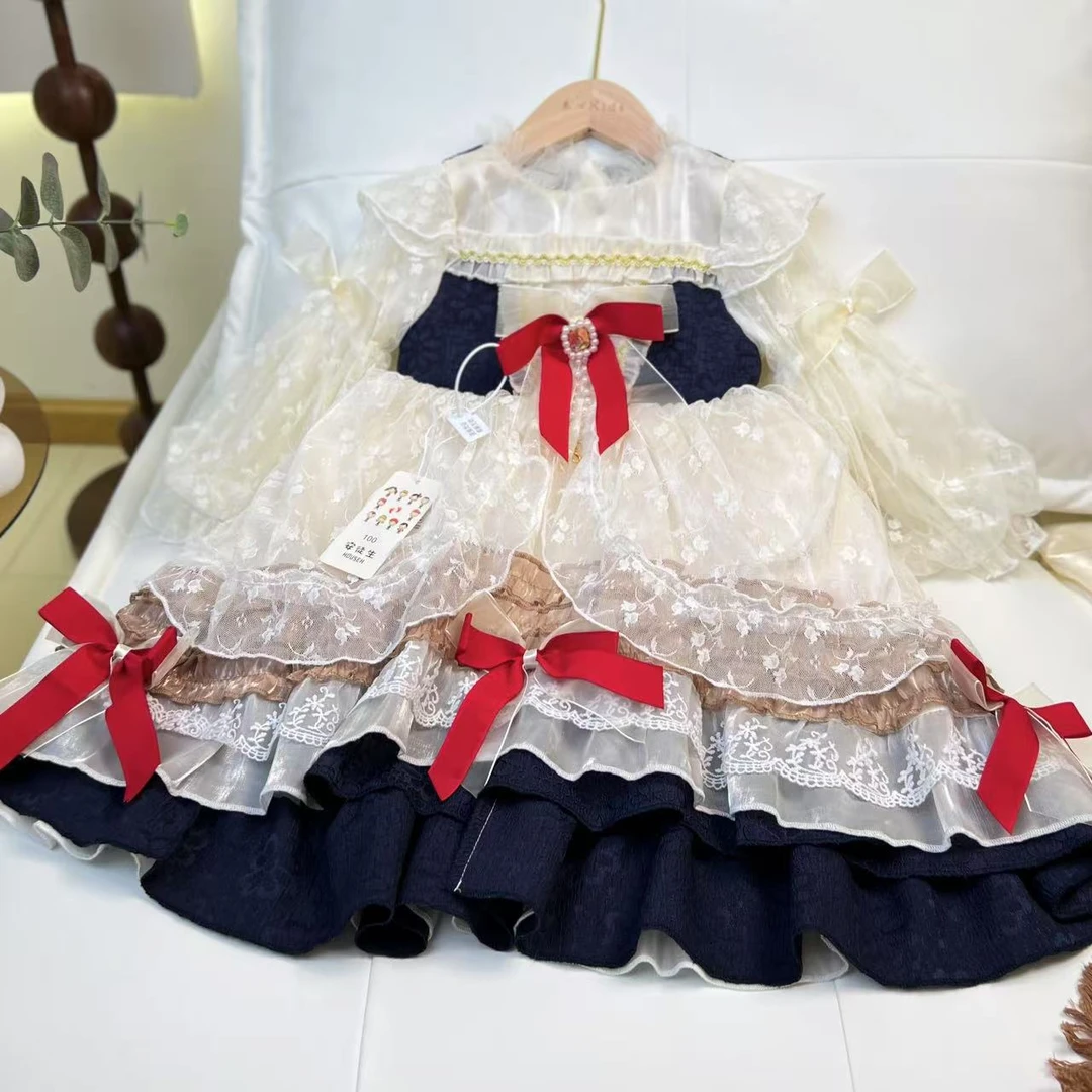 现货【安徒生】秋款新款女童丝绒长袖洛丽塔裙加绒保暖