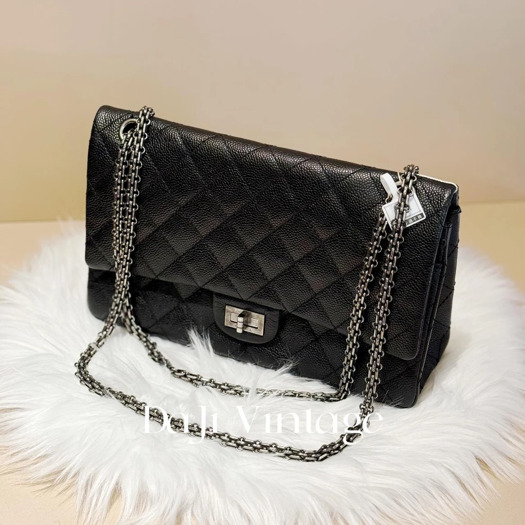 99新 Chanel/香奈儿 24期/大吉中古/香奈儿2.55中号黑银