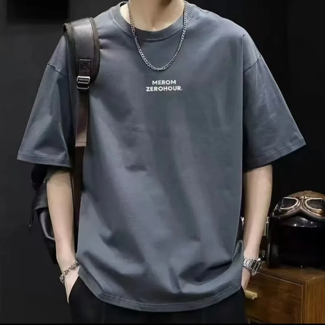 经典重磅春夏男款圆领印花短袖宽松时尚百搭款
