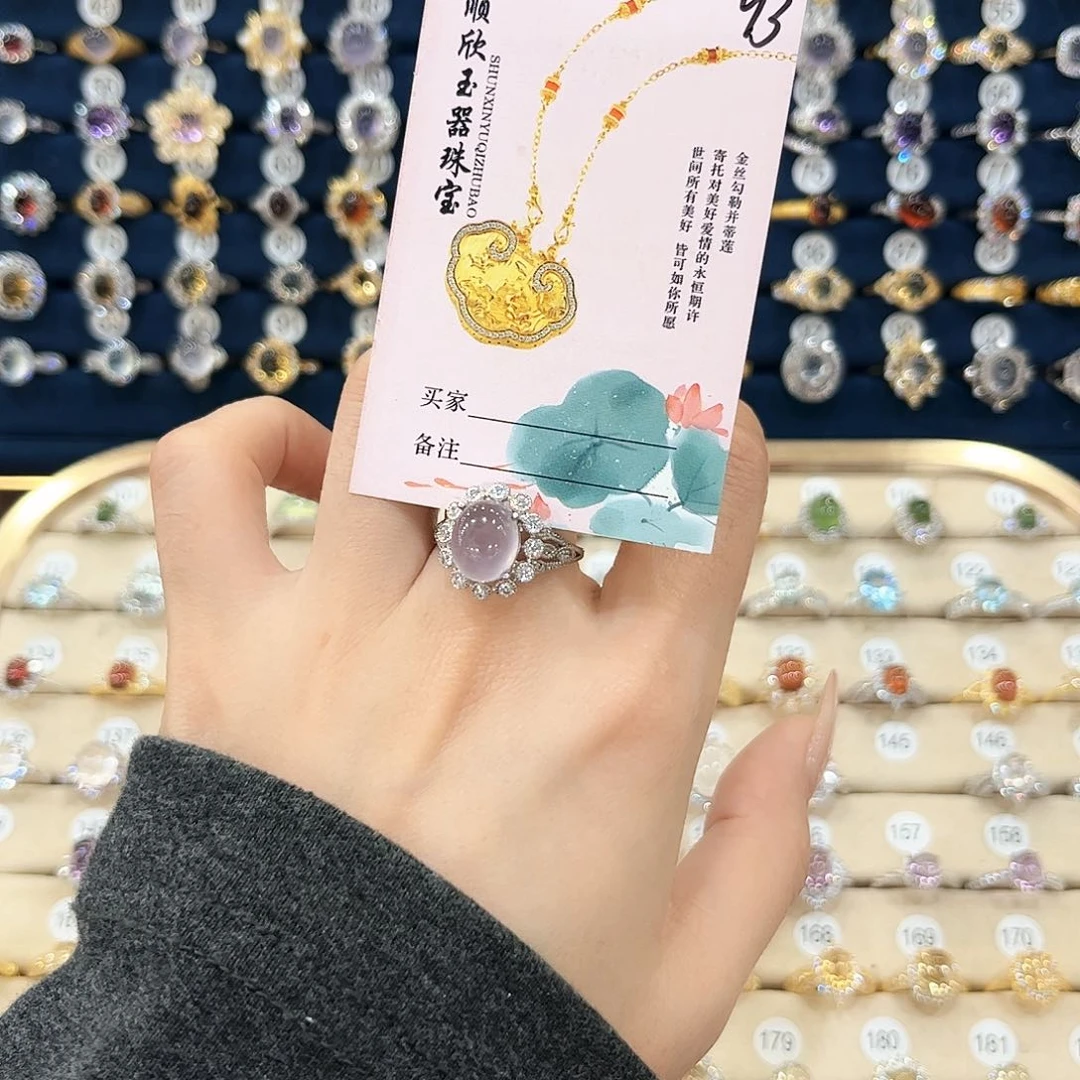 萤石女款银S925镶嵌?*o戒指93
