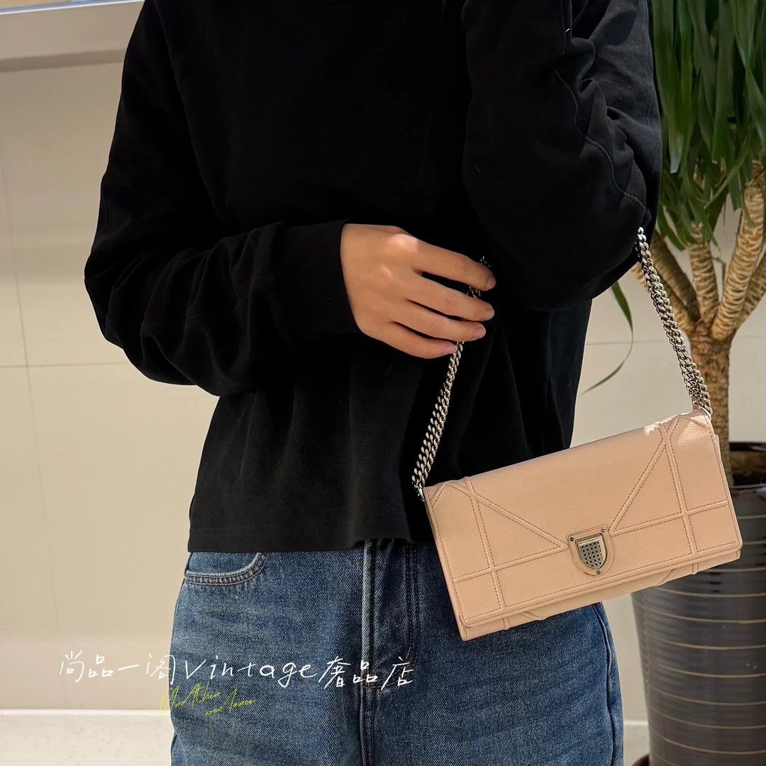 95新 DIOR/迪奥 尚品一阁/粉色盾牌链条包