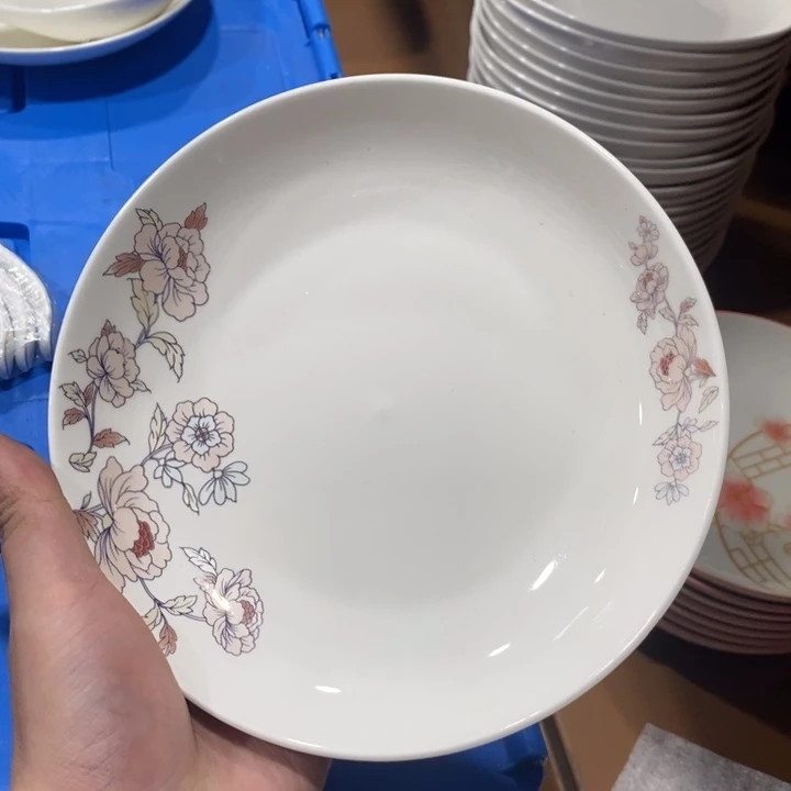 陶摆件92号6个装7英寸红色小花深圆盘