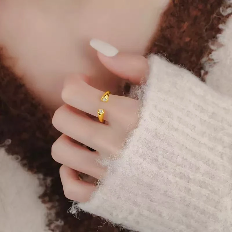 米梵缇 铜合金戒指 法式简约几何设计感百搭指环女